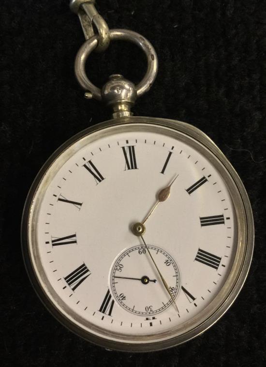 Benson silver pocket watch and chain